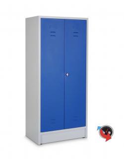 Artikel Nr. 515711 - Kleider-Wäschespinde Stahl - Abteilbreite 40 cm - Gesamtbreite 80 cm - blaue Türen - Lieferzeit ca. 2-3 Wochen !!